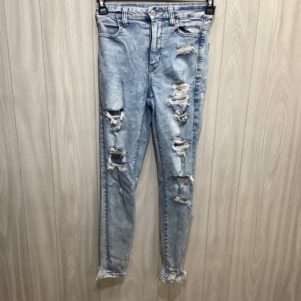 AMERICAN EAGLE‎ Women's (Size 2) Button Front Jeans Distressed Tapered Stretch